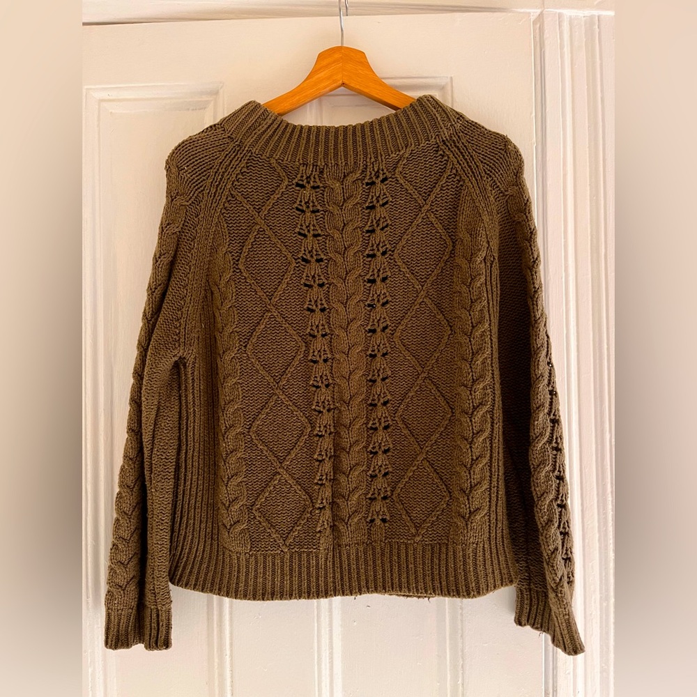 J. Crew Olive Cable-knit Sweater
